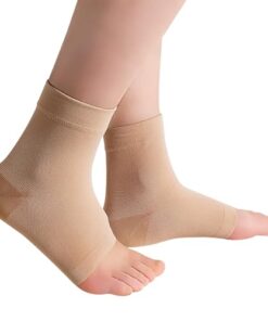 Medical-Grade Ankle Compression Sleeves(Pair), Open Toe Socks for Swelling, Sprain, Arch Support – 8-15 mmHg, Beige, for Men and Women (Medium)