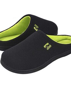 RockDove Men’s Original Two-Tone Memory Foam Slipper, Size 13-14 US Men, Black/Lime