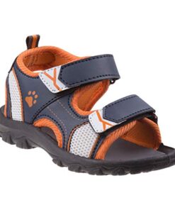 Rugged Bear Kids Boys Girls Open-Toe Outdoor Sport Water Sandals – beach pool slide adjustable strap shoes athletic summer, Navy White Orange (10 Medium, Toddler)