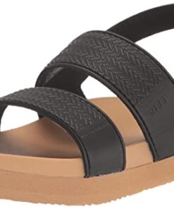 Reef Kids Girls Sandals, Little Water Vista, Black/Tan, 12