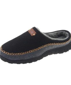 SKABIU Mens Cozy Memory Foam Indoor Slippers Slip On House Shoes with Rubber Sole Black Size 11