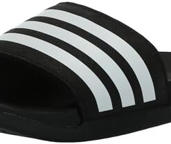 adidas Adilette Comfort Slide Sandal, Black/White/Black, 1 US Unisex Little Kid