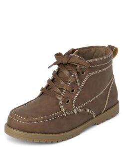 The Children’s Place Boys Dress Ankle Boots Chukka, Brown Lace Up, 2 Big Kid