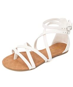 Luffymomo Women’s Gladiator Strap Sandals Flat Fisherman Thong Cross Strappy Sandals（7 M US White）