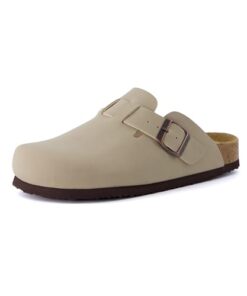 CUSHIONAIRE Women’s Hana Cork Footbed Clog with +Comfort, Wide Widths Available, Wide Widths Available, Stone 7 W