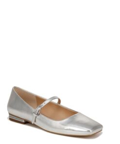 Franco Sarto Womens Tinsley Mary Jane Flats Silver Metallic 8 M