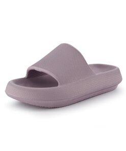 CUSHIONAIRE Women’s Feather Cloud Recovery Slide Sandals with +Comfort, Iris 8