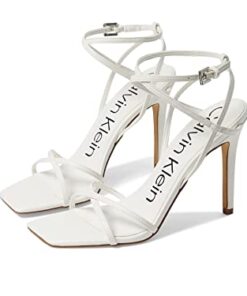 Calvin Klein Women’s Tegin Heeled Sandal, White, 8.5