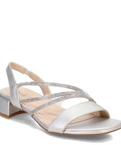 LifeStride Womens Joy Strappy Heeled Sandal, Silver, 9 Wide US