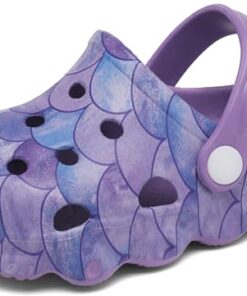 INMINPIN Kids Cute Clogs Cartoon Garden Shoes Boys Girls Slides Slippers Indoor Outdoor Children Water Shower Beach Pool Sandals,Purple,7-8 Toddler,Kids