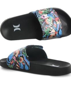 Hurley Naia Slides for Girls and Boys, Slip-On Kids Slippers with Adjustable Strap, Kid’s Sandals for Indoor and Outdoor, Adjustable Sporty Slides for Kids, Eva Footbed Shower Slides, Hawaii