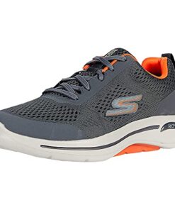 Skechers Men’s Gowalk Arch Fit-Athletic Workout Walking Shoe with Air Cooled Foam Sneaker, Charcoal/Orange, 10.5