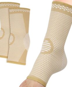 FYY Ankle Brace – 2 Pack Ankle Compression Sleeve for Injury Recovery & Joint Pain, Achilles Tendon Support, Reduce Swelling, Plantar Fasciitis Foot Socks with Arch Support for Women & Men (Large, Beige)