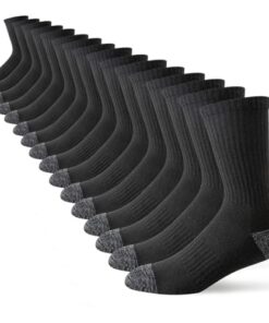 JOYNÉE 8 Pairs Mens Crew Cushion Socks Work Athletic Running Socks Casual Breathable Socks for Men,Black,Sock Size:10-13