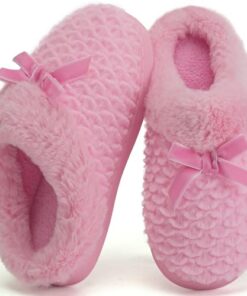 WateLves Girls Slippers Kids Pink Slipper Winter House Shoes Bedroom Slide Slippers for Girls(Pink,30/31)