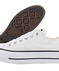 Converse Women’s Platform Sneaker, White Black, 9