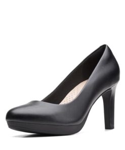 Clarks womens Ambyr Joy Pump, Black Leather, 8.5 Wide US