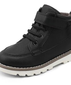 HOMEHOT Boys Fashion Boots High Top Sneakers Faux Leather (toddller/littile kids) color black size 8