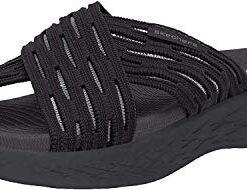 Skechers Women’s GO Run 600-SUNRISE Slide Sandal, Black, 8 M US, 16167