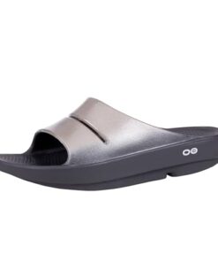 OOFOS OOahh Luxe Slide Sandal, Latte – Women’s Size 9 – Lightweight Recovery Footwear – Reduces Stress on Feet, Joints & Back – Machine Washable – Hand-Painted Treatment