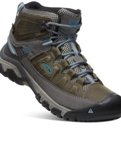 KEEN Women’s Targhee 3 Mid Height Waterproof Hiking Boots, Magnet/Atlantic Blue, 9