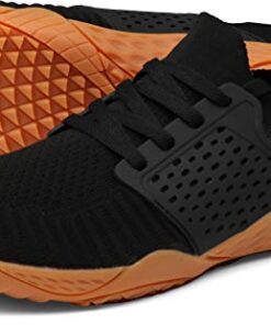 WHITIN Men’s Trail Running Shoes Minimalist Barefoot 5 Five Fingers Wide Width Toe Box Size 11 Training Gym Workout Fitness Low Zero Drop Sneakers Treadmill Free Athletic Ultra for Male Black Gum 44