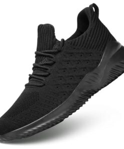 Mens Running Shoes Comfortable Walking Sneakers Mesh Lightweight Breathable Tennis Trainers Casual Soft Sole Work Gym All Black