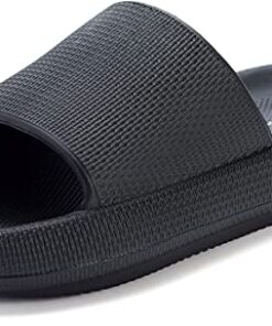 BRONAX Slides for Men Pillow Slippers Open Toe EVA House Sandals Sandles for Male Size 13 14 Comfy Cushioned Thick Sole 48-49 Black