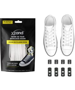 Xpand No Tie Shoelaces System with Elastic Laces – One Size Fits All Adult and Kids Shoes, White