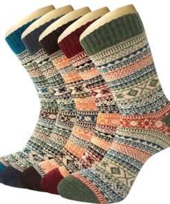 LWWTBS Womens Wool Socks 5 Pairs Winter Warm Socks Thick Knit Wool Soft Vintage Casual Crew Socks Gifts for Women Men (US, Alpha, One Size, Regular, Tall, Mul-1)