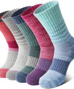 Anlisim Merino Wool Hiking Socks for Women Thermal Winter Warm Thick Work Cushion Gifts Socks 5 Pairs Stocking Stuffers(Tie-dye,M)