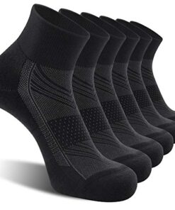 CelerSport 6 Pack Men’s Ankle Socks with Cushion, Sport Athletic Running Socks, Black, Large