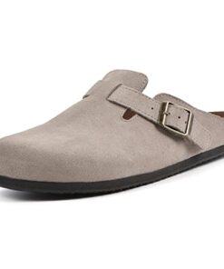 WHITE MOUNTAIN Bari Signature Comfort-Molded Footbed Clog, Taupe/Suede, 4 M