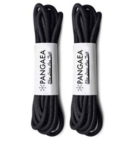 PANGAEA [4 Laces] 2-Pair Pack Waxed Round Oxford Shoe Laces for Dress Shoes Chukka 3/32Inch Thin(#01 Black,34in (86cm))