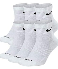 NIKE Plus Cushion Socks (6-Pair) (M (Men’s 6-8 / Women’s 6-10), Ankle(Quarter) White)