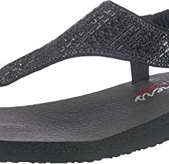 Skechers Cali Women’s Meditation-Rock Crown Flat Sandal,black/black,9 M US