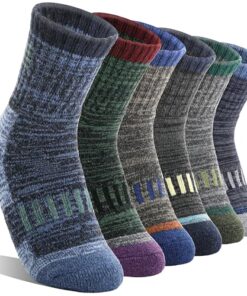 Kids Merino Wool Hiking Socks Boys Girls Toddler Thermal Winter Warm Thick Cushioned Socks 6 Pairs Gifts Stocking Stuffers(Assorted,8-12 Years)