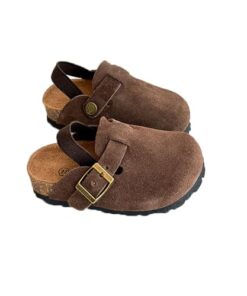 Kids Suede Clogs Toddler Clogs Boys Girls Sandals Cork Adjustable Buckle Mules (Coffee, Toddler, 4, Numeric Range, US Footwear Size System, 5, Medium)