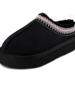 Jessica Simpson Girls 1 Inch Platform Memory Foam Slide-On Clog Slipper-Indoor/Outdoor Sole, Black