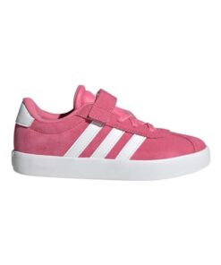 adidas VL Court 3.0 Elastic Lace Sneaker, Pink Fusion/White/Grey, 13 US Unisex Little Kid