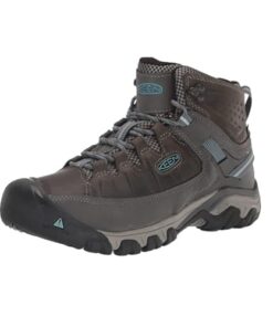 KEEN Women’s Targhee 3 Mid Height Waterproof Hiking Boots, Magnet/Atlantic Blue, 9.5