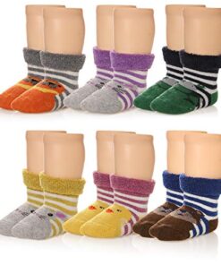 Eocom 6 Pairs Children’s Winter Thick Warm Wool Socks Soft Kids Socks Random Color (1-3 Years, Animal)