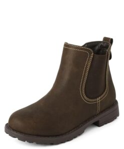 The Children’s Place Boys Dress Ankle Boots, Dk Brown, 3 Big Kid