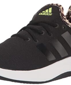 adidas Women’s Cloudfoam Pure Sneaker, Black/Black/Pulse Lime, 7.5