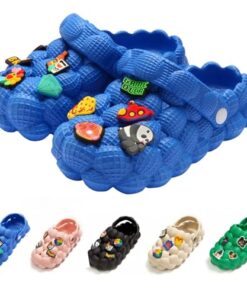 meexzoom Unisex Bubble Slides for Kids Sandals Golf Ball Slides Girls Clogs Garden Shoes Comfy Anti-Slip Boys Shower Slippers Klein Blue 2-2.5