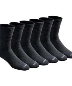 Dickies Men’s Big & Tall Dri-Tech Essential Moisture Control Crew Socks, Available in M-XXL (6, 12, Solid Black (6 Pairs), X-Large