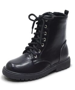 LseLom Girls Boys Side Zipper Combat Ankle Boots Little Kid Black US 13