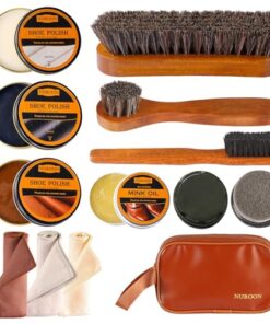 13Pcs Shoe Care Kit for Men & Women,3 Horsehair Shoe Polish Brush,Black Brown Neutral Mink Oil for Shoes,Care for Leather Boots, Shoe Cleaning Kit as Gift for Men with Shine Sponges & Care Cloth