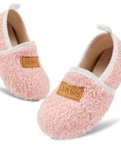 ANLUKE Kids Toddler Slippers Boys Girls Indoor House Shoes Non-Slip Slippers Socks Outdoor Warm Walking Shoes Pink 22/23