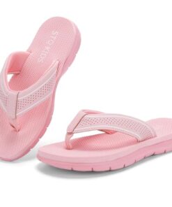 STQ KIDS Girls Flip Flops for Kids Summer Beach Bathroom Pool Non Slip Shower Indoor Girls Sandals Pink Size 13 Little Kid